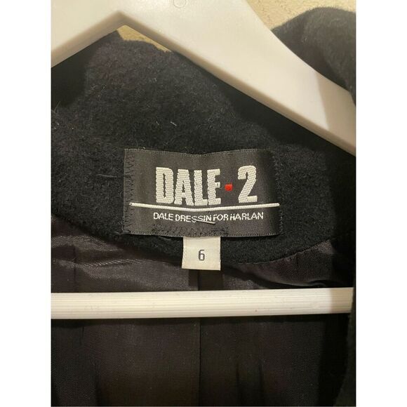 Vintage Dale 2 dress in for Harlan winter black over coat double breasted size 6 - Picture 6 of 9